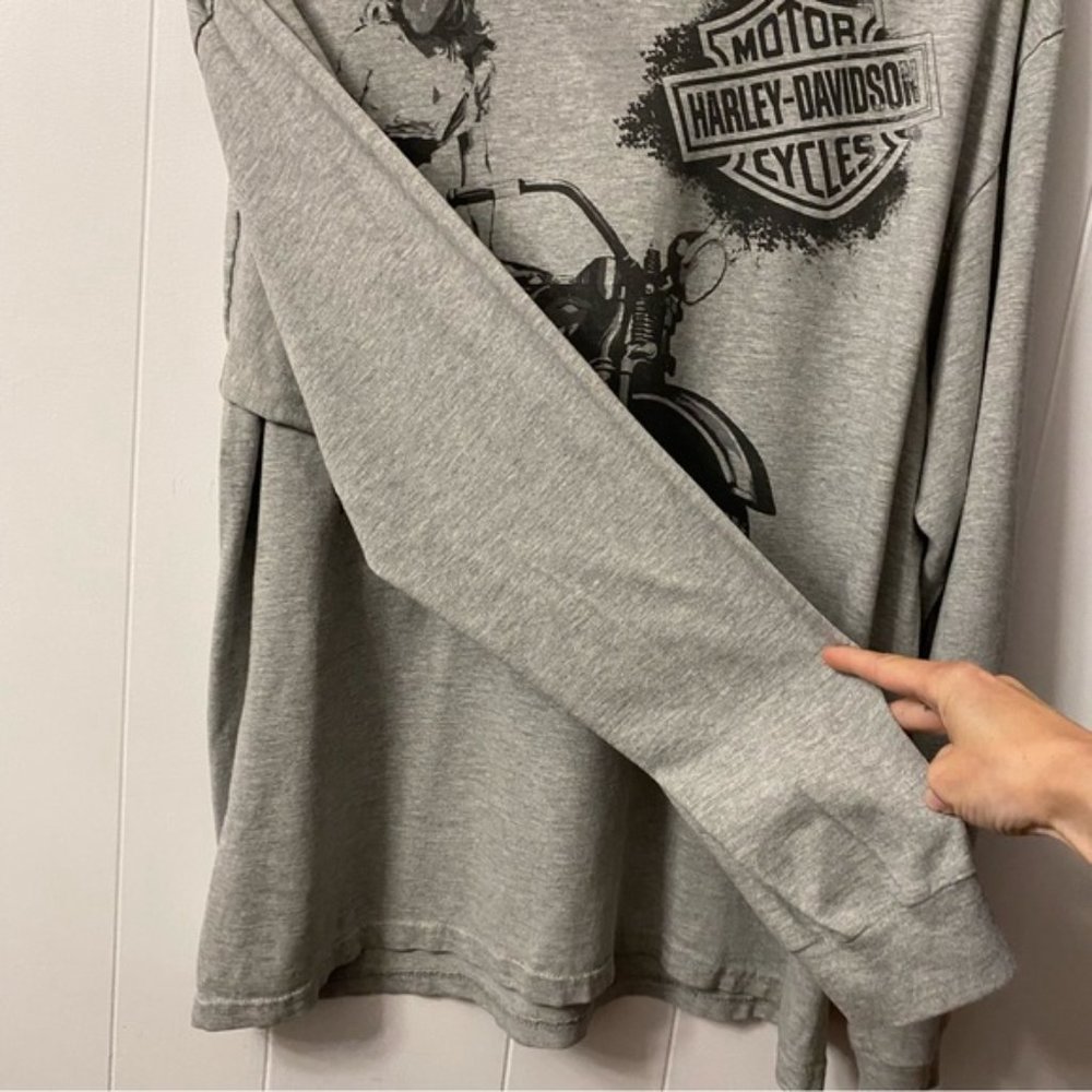 Y2K Vintage Harley Davidson Long Sleeve Shirt Grey Girl Biker Bike Babe Woman - Picture 2 of 14